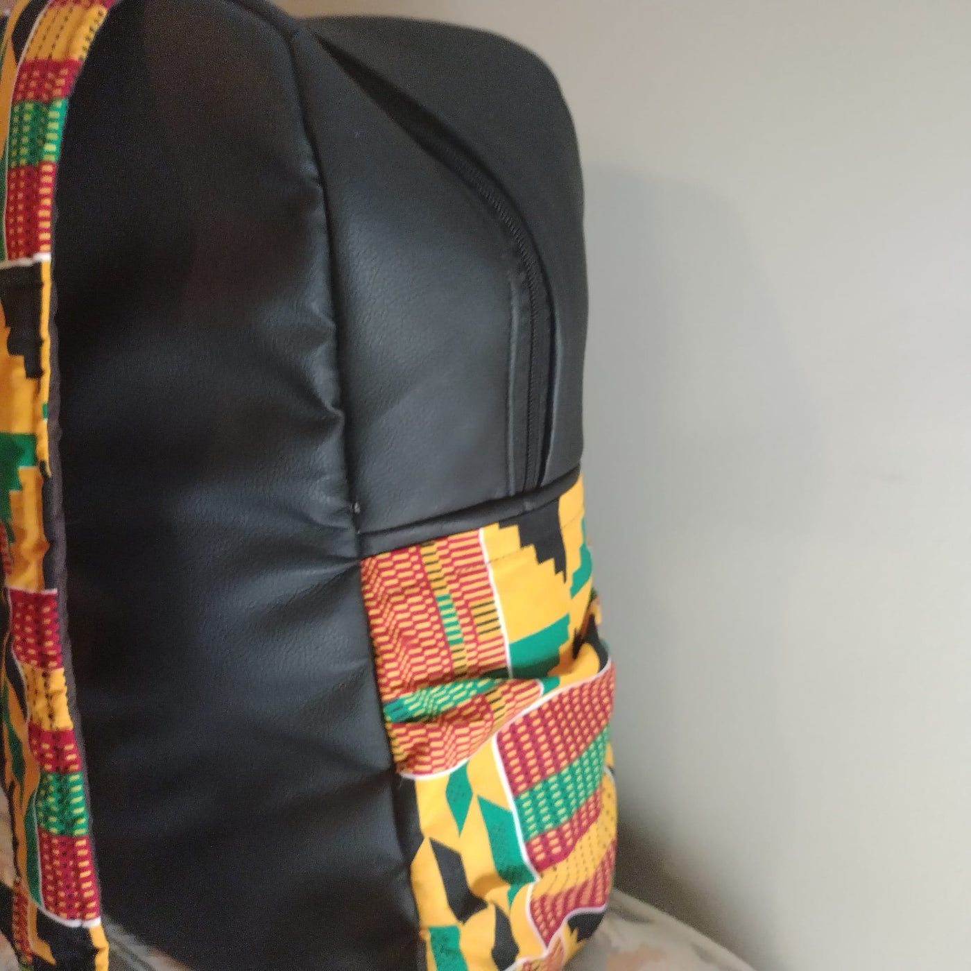African Faux Leather Applique Backpack