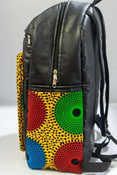 African Faux Leather Applique Backpack