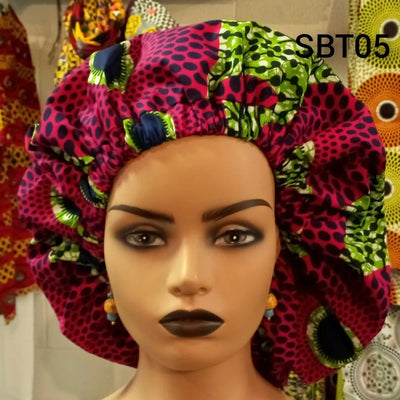 African Print Satin Hair Bonnet