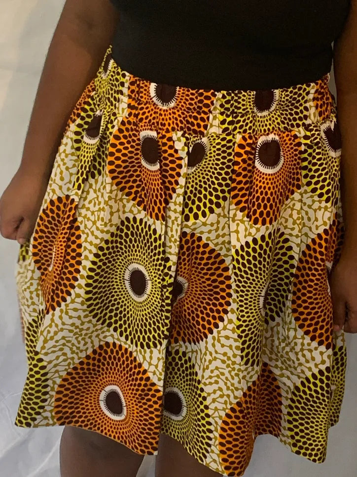 African/Ankara Gather Skirt