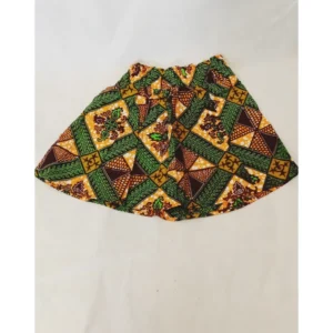 Handmade African Print Girl Skirt with Matching Headband - Knee-Length, 100% Cotton