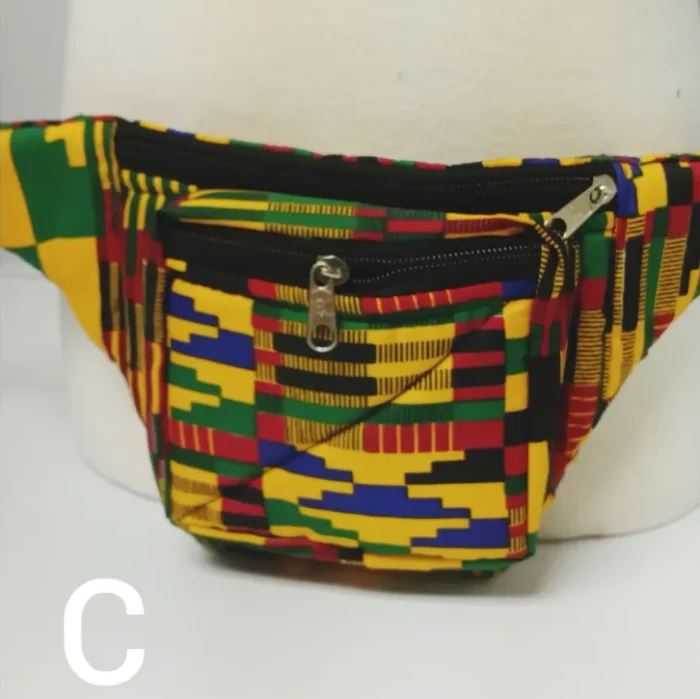 Kente African print Fanny Pack / Wasit Bag with three zipper - Image 4