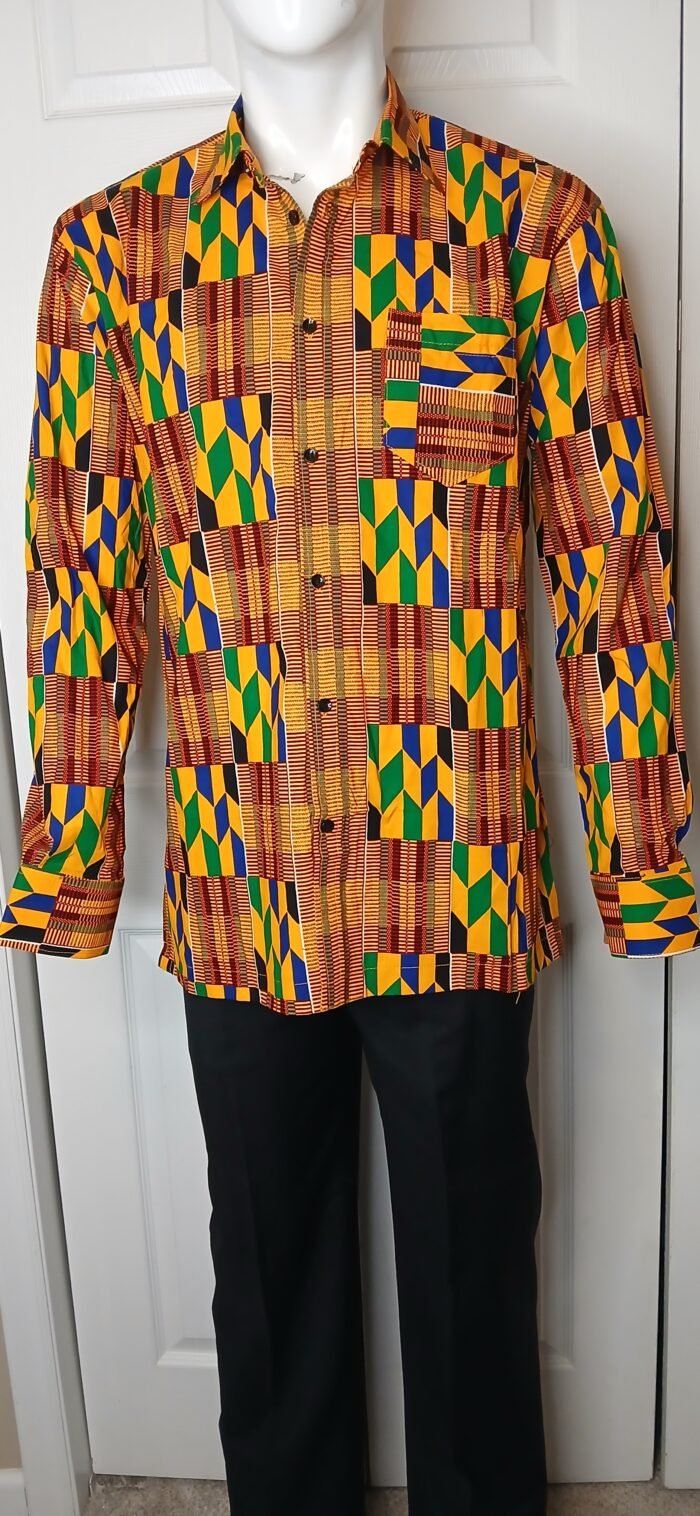 Ankara Print Long Sleeve Button Down Shirts - Image 8