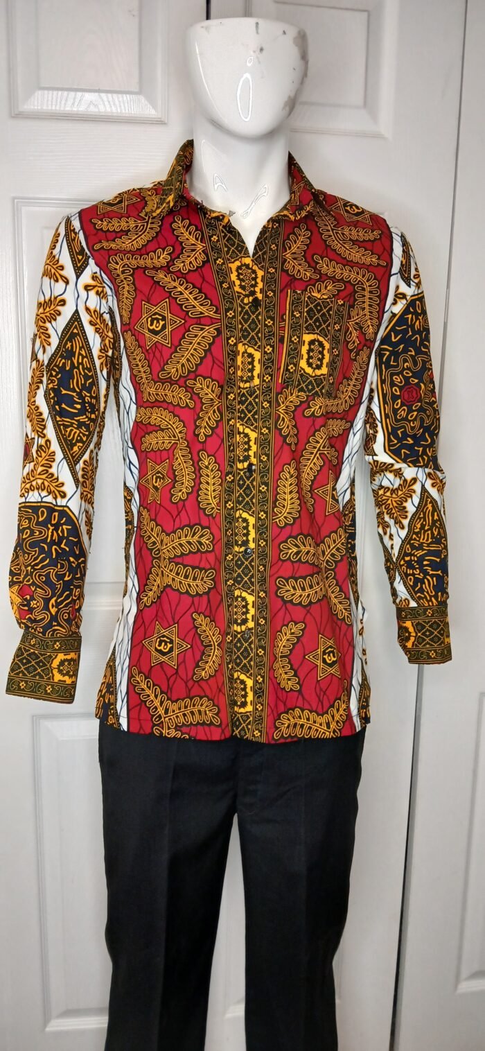 Ankara Print Long Sleeve Button Down Shirts - Image 7