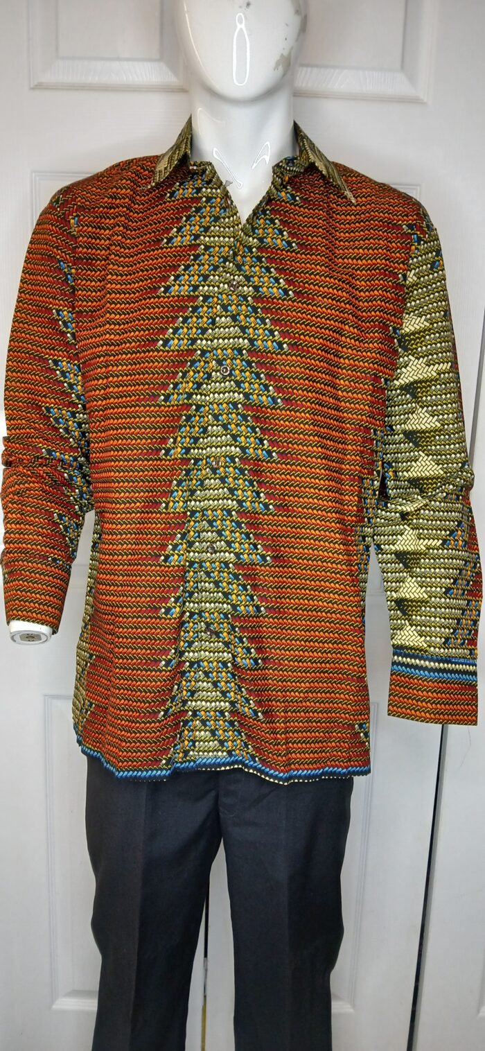 Ankara Print Long Sleeve Button Down Shirts - Image 5