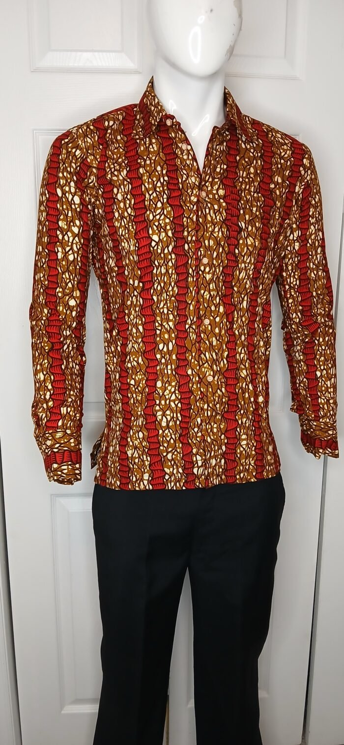 Ankara Print Long Sleeve Button Down Shirts - Image 4