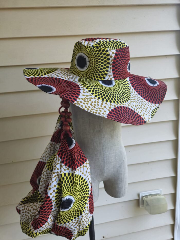 African Print Side Bag & Hat Set - Image 7