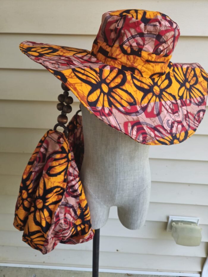 African Print Side Bag & Hat Set - Image 5