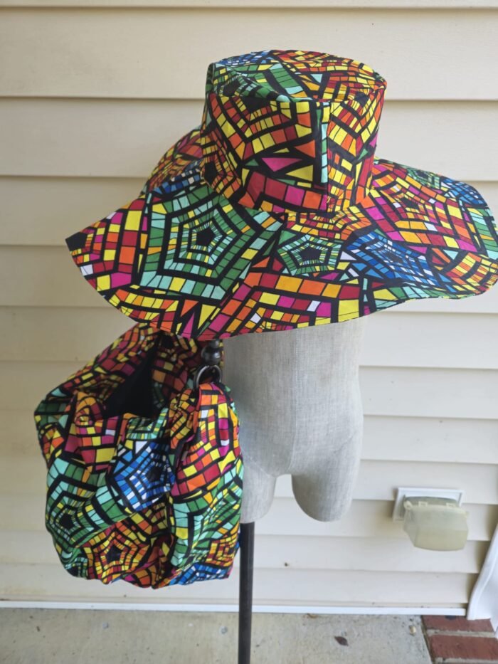 African Print Side Bag & Hat Set - Image 4