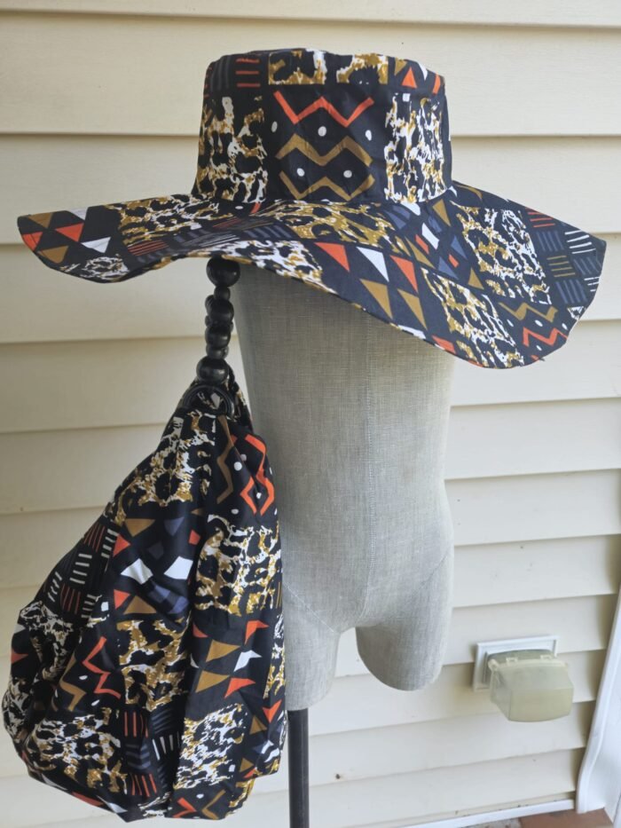 African Print Side Bag & Hat Set - Image 3