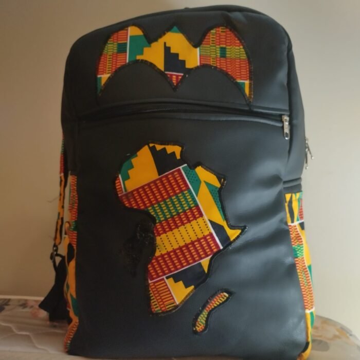 African Faux Leather Applique Backpack - Image 2