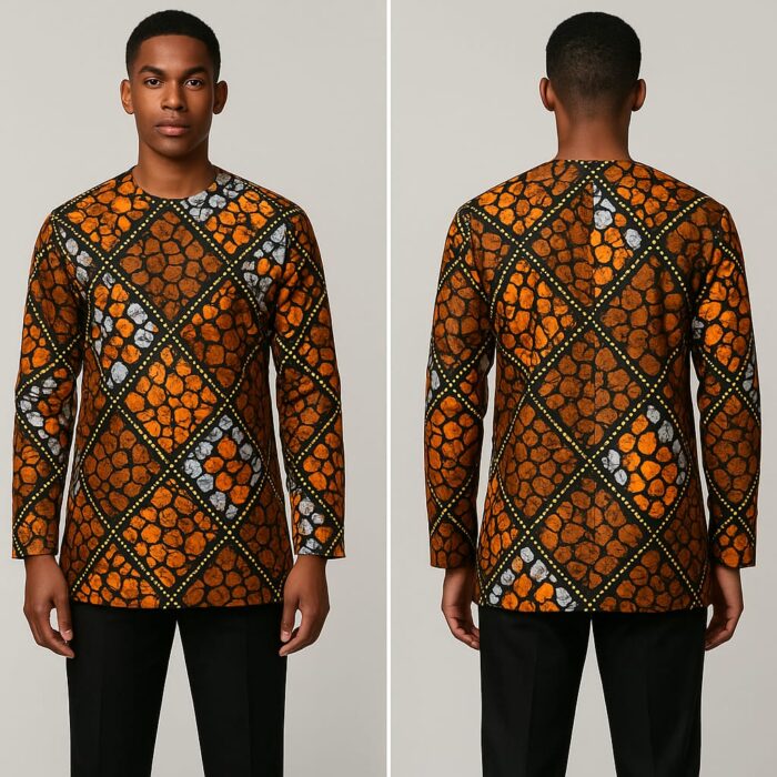 Ankara Print Long Sleeve Button Down Shirts
