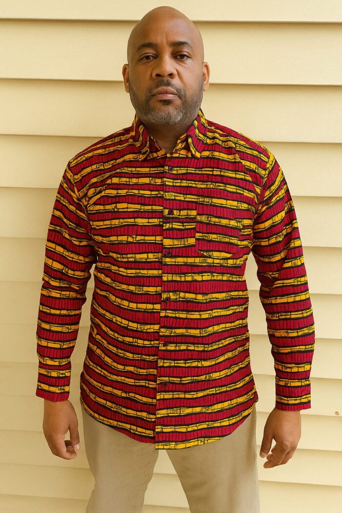 Ankara Print Long Sleeve Button Down Shirts - Image 4