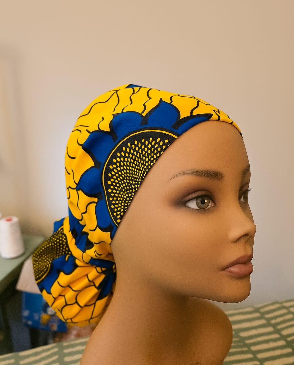 Ankara Satin-Lined Hair Cover. Adjustable Afrocentric scrub cap or Sleep bonnet