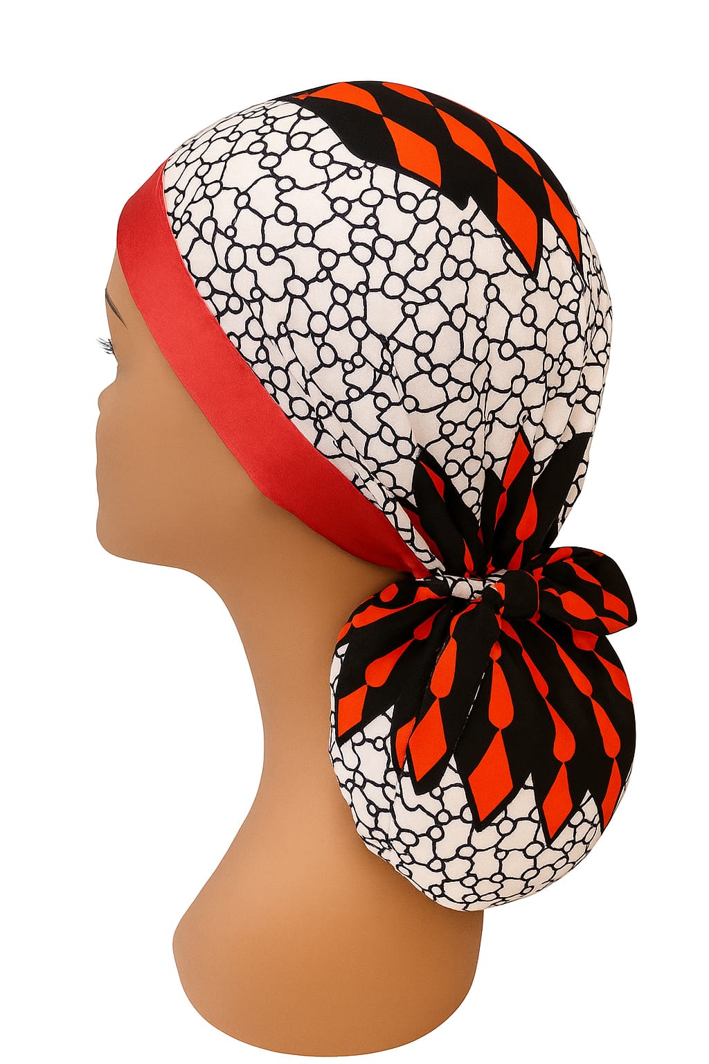 Ankara Satin-Lined Hair Cover. Adjustable Afrocentric scrub cap or Sleep bonnet - Image 2